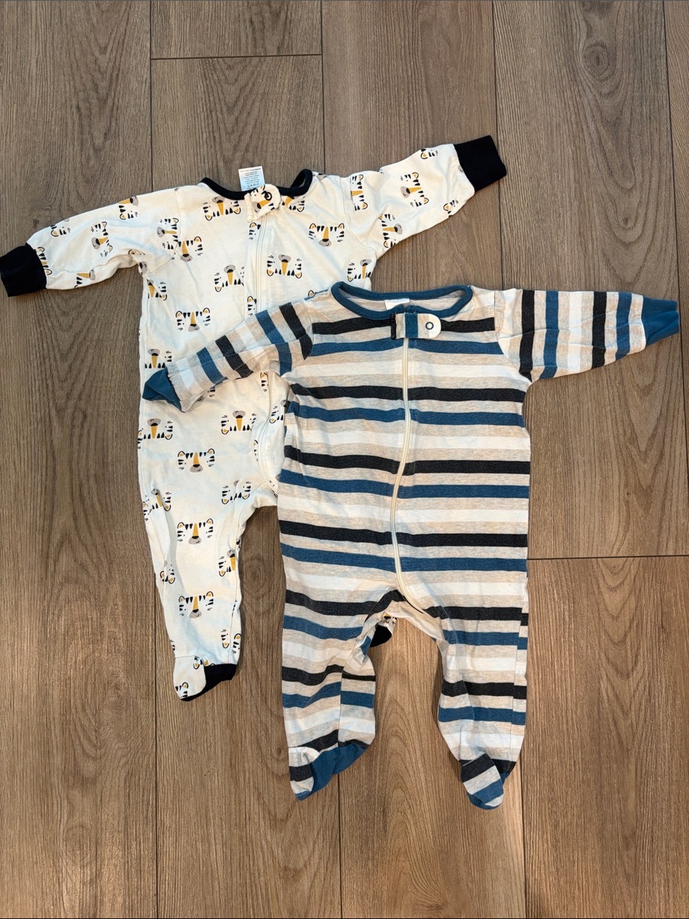 Striped Blue and White Baby One-Piece Romper - Unbranded